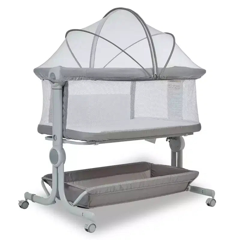 3-in-1 Baby Bassinet Bedside Sleeper w/ Anti-Reflux Incline, Portable Crib w/ 6 Adjustable Heights, Wheels, Mesh & Storage Basket for Newborn