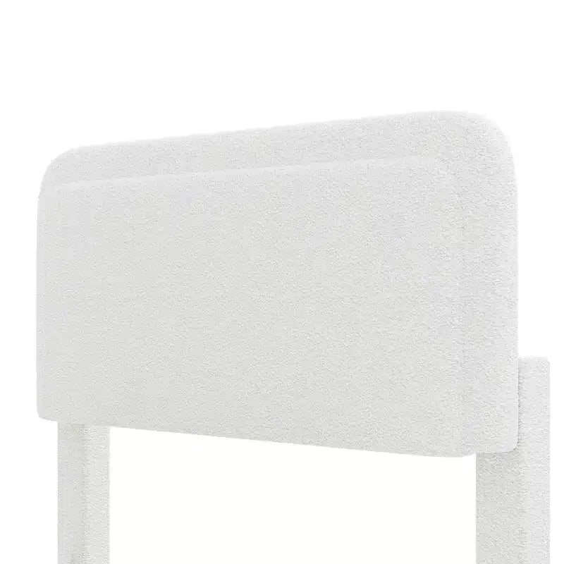 Full/Queen Upholstered Platform Bed Frame with Adjustable Height Headboard, Boucle Low Profile Bed, White