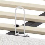 Full/Queen Upholstered Platform Bed Frame with Adjustable Height Headboard, Boucle Low Profile Bed, White