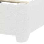 Full/Queen Upholstered Platform Bed Frame with Adjustable Height Headboard, Boucle Low Profile Bed, White