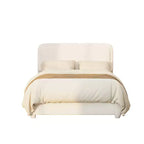 Full/Queen Upholstered Platform Bed Frame with Adjustable Height Headboard, Boucle Low Profile Bed, White