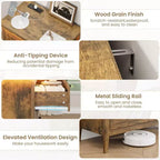 3-Drawer Dresser Nightstand w/ Charging Station & Lights, Modern Wood Chest of Drawers, Storage Organizer Cabinet for Bedroom & Closet