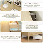 3-Drawer Dresser Nightstand w/ Charging Station & Lights, Modern Wood Chest of Drawers, Storage Organizer Cabinet for Bedroom & Closet