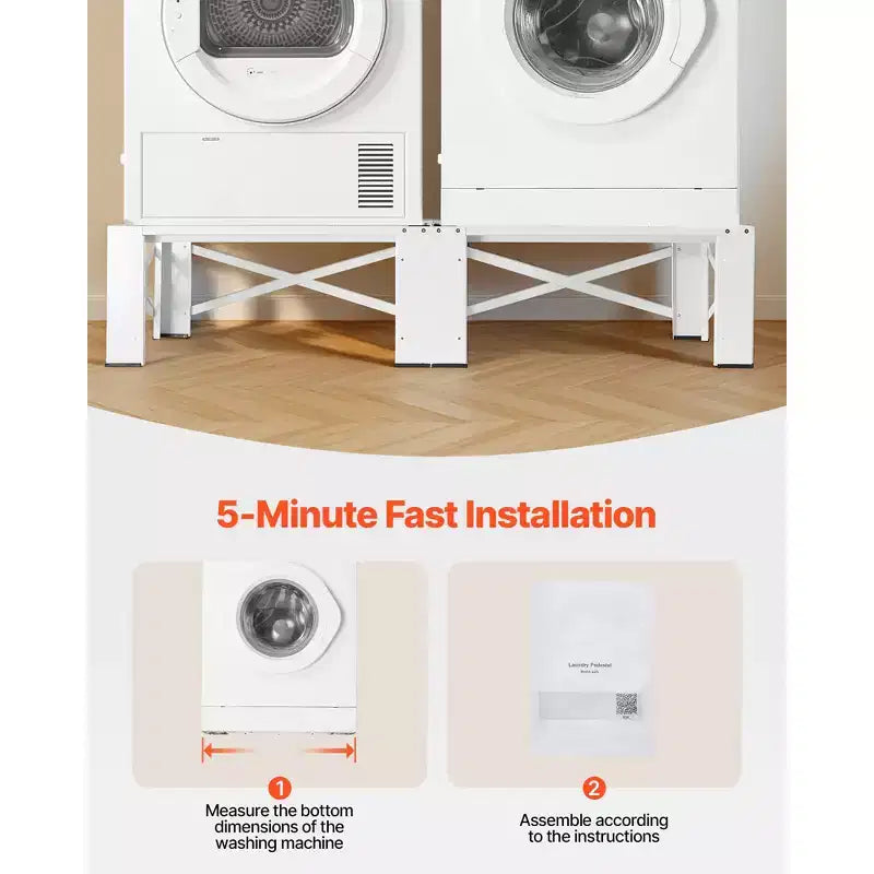 Laundry Pedestal, 12 in Height, Washer and Dryer Pedestals with 700 lbs Weight Load Capacity, Non-Slip Feet, 28.3 x 28.3 in, 2 Pack, White