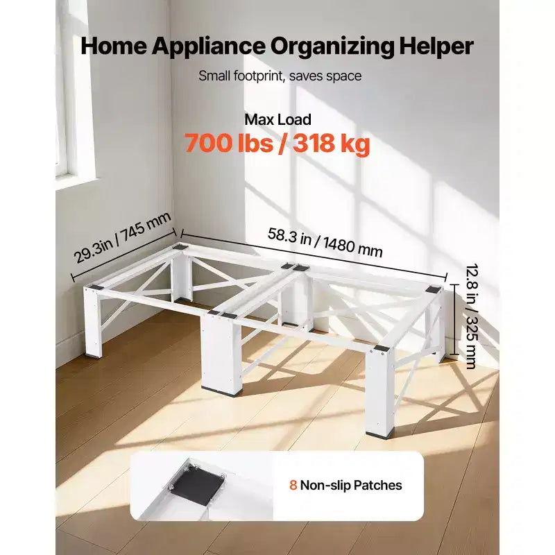Laundry Pedestal, 12 in Height, Washer and Dryer Pedestals with 700 lbs Weight Load Capacity, Non-Slip Feet, 28.3 x 28.3 in, 2 Pack, White