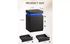 Nightstand with Charging Station & LED Lights, Night Stand with 3 Drawers and Sliding Top