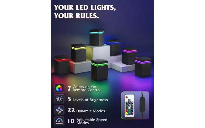 Nightstand with Charging Station & LED Lights, Night Stand with 3 Drawers and Sliding Top