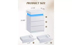 Nightstand with Charging Station & LED Lights, Night Stand with 3 Drawers and Sliding Top