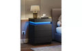 DEXYLLO Nightstand with Charging Station & LED Lights, Night Stand with 3 Drawers and Sliding Top