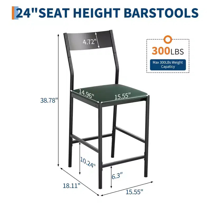 Counter Height Bar Stools with Upholstered Surface for Dining Room, Home Bar
