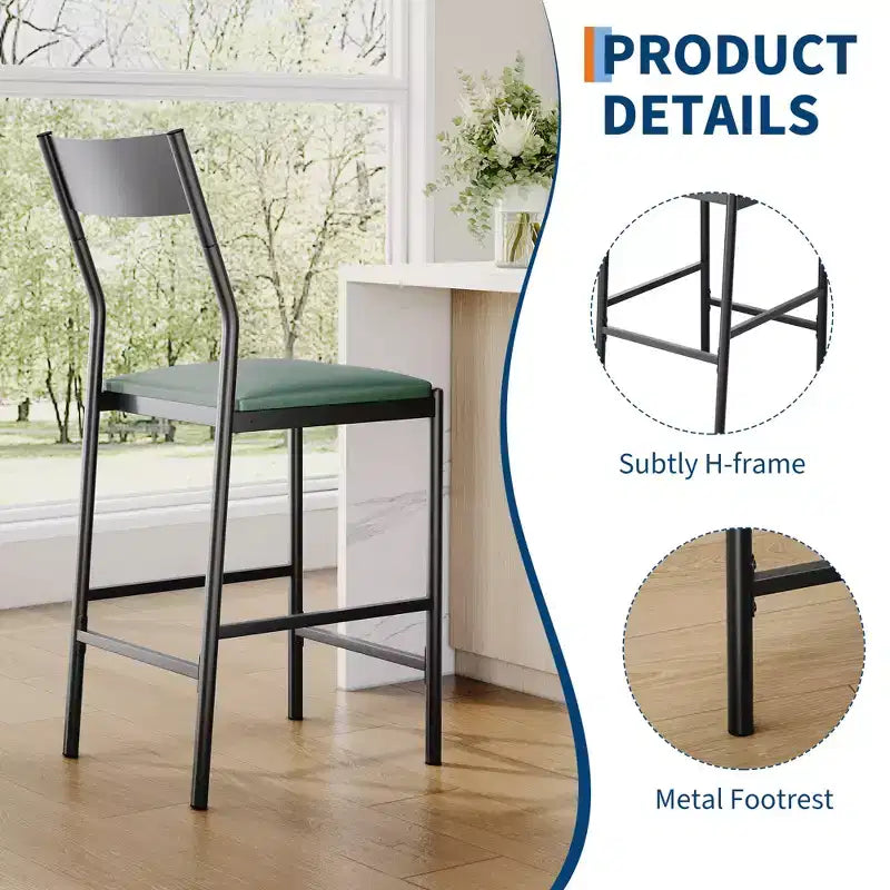 Counter Height Bar Stools with Upholstered Surface for Dining Room, Home Bar