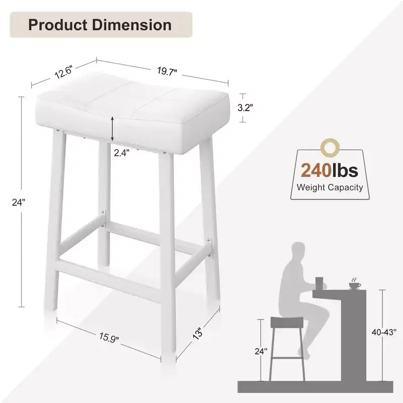 Counter Height Bar Stools with Upholstered Surface for Dining Room, Home Bar