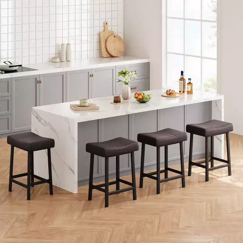 Counter Height Bar Stools with Upholstered Surface for Dining Room, Home Bar