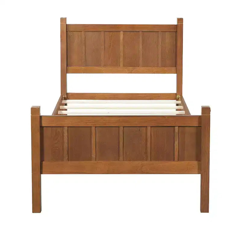 Twin Size Flat Panel Bed With Headboard & Footboard, Easy Assembly