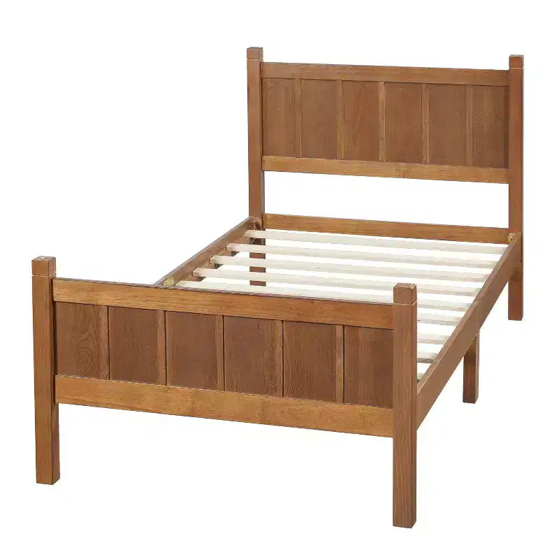 Twin Size Flat Panel Bed With Headboard & Footboard, Easy Assembly