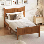 Twin Size Flat Panel Bed With Headboard & Footboard, Easy Assembly