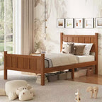 Twin Size Flat Panel Bed With Headboard & Footboard, Easy Assembly