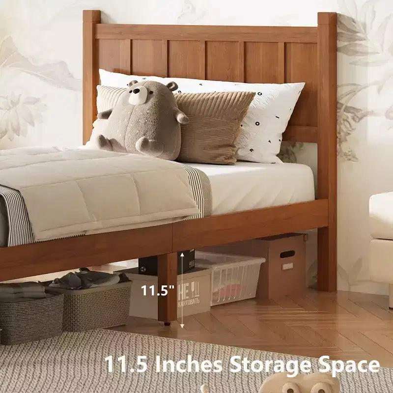 Twin Size Flat Panel Bed With Headboard & Footboard, Easy Assembly