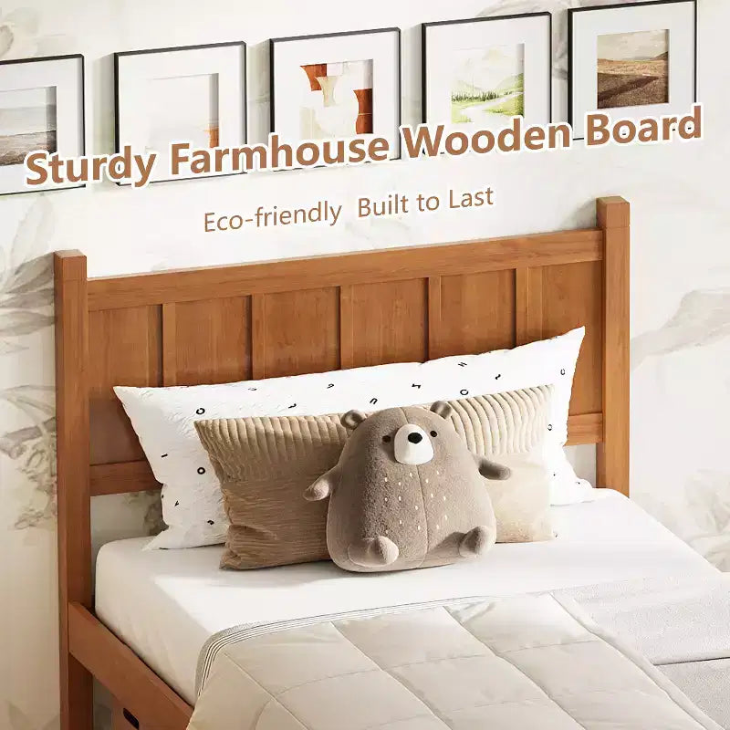 Twin Size Flat Panel Bed With Headboard & Footboard, Easy Assembly