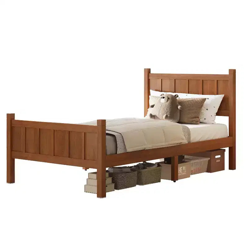 Twin Size Flat Panel Bed With Headboard & Footboard, Easy Assembly