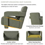 30.3W Wooden Upholstered Accent Chair Armchair with Sleek Right-Angle Armrests 4S