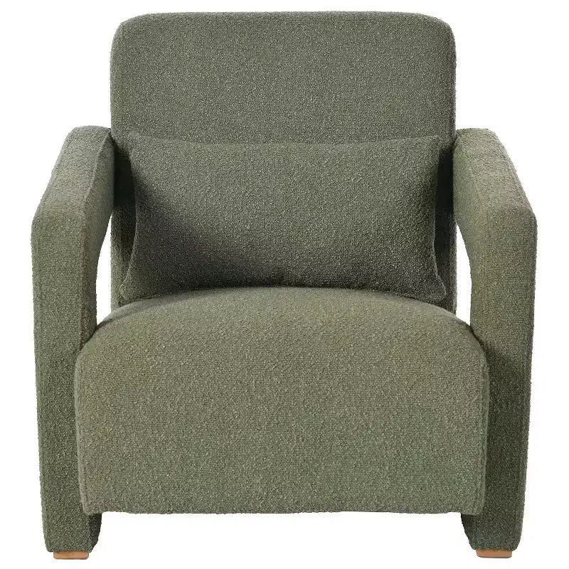 30.3W Wooden Upholstered Accent Chair Armchair with Sleek Right-Angle Armrests 4S