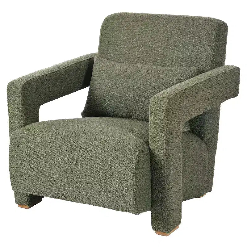 30.3W Wooden Upholstered Accent Chair Armchair with Sleek Right-Angle Armrests 4S