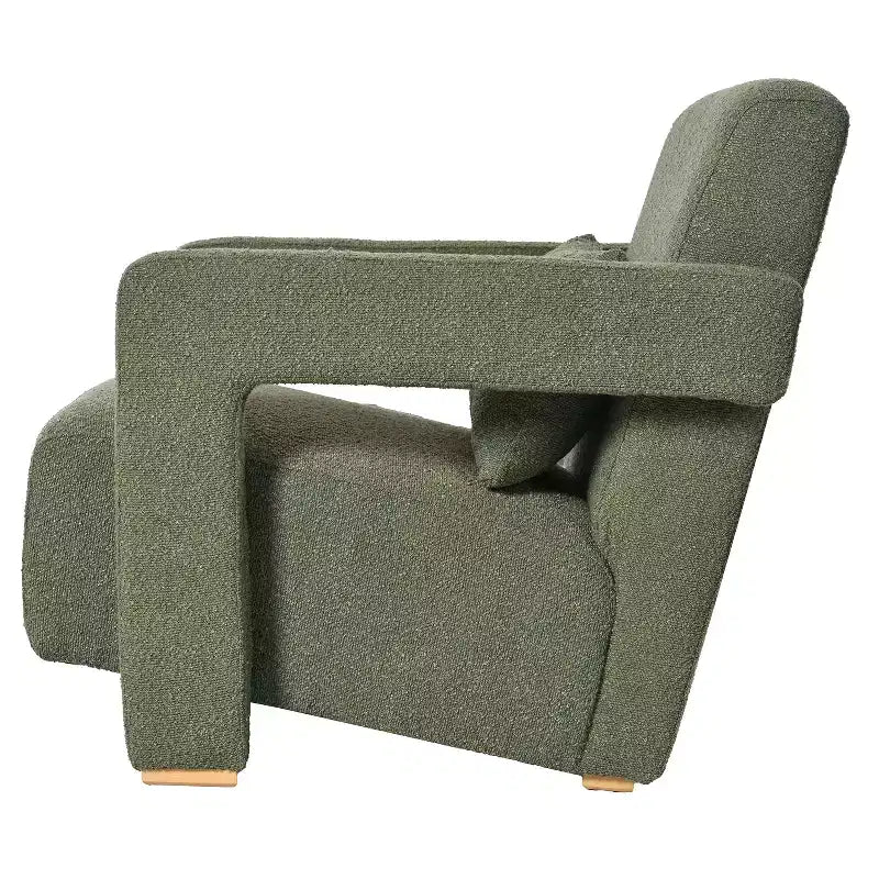 30.3W Wooden Upholstered Accent Chair Armchair with Sleek Right-Angle Armrests 4S