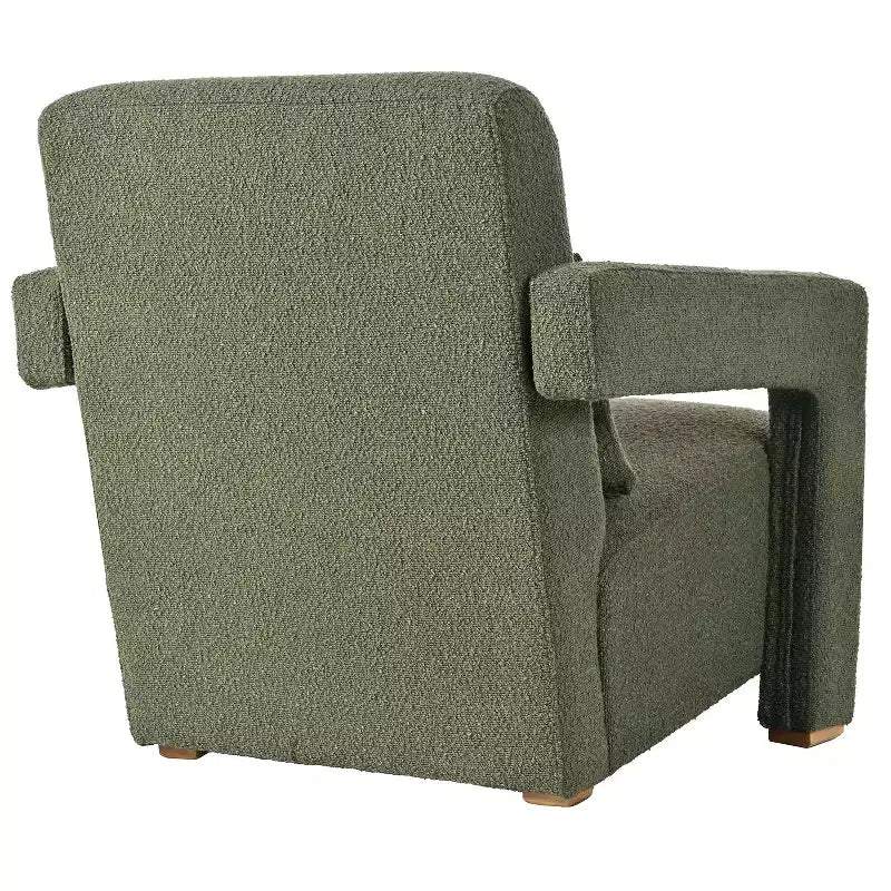 30.3W Wooden Upholstered Accent Chair Armchair with Sleek Right-Angle Armrests 4S