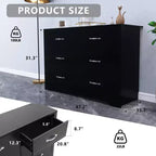 6 Drawer Dresser for Bedroom Modern Chest of Drawers with Metal Handles MDF Natural Wood