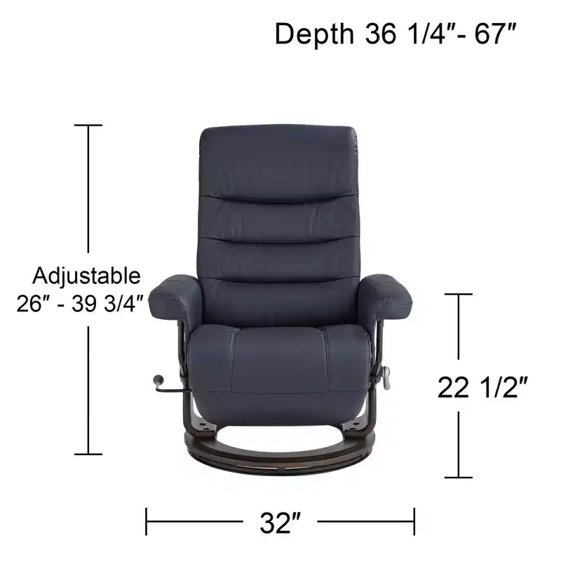 Midnight Blue Faux Leather Adjustable Swivel Recliner